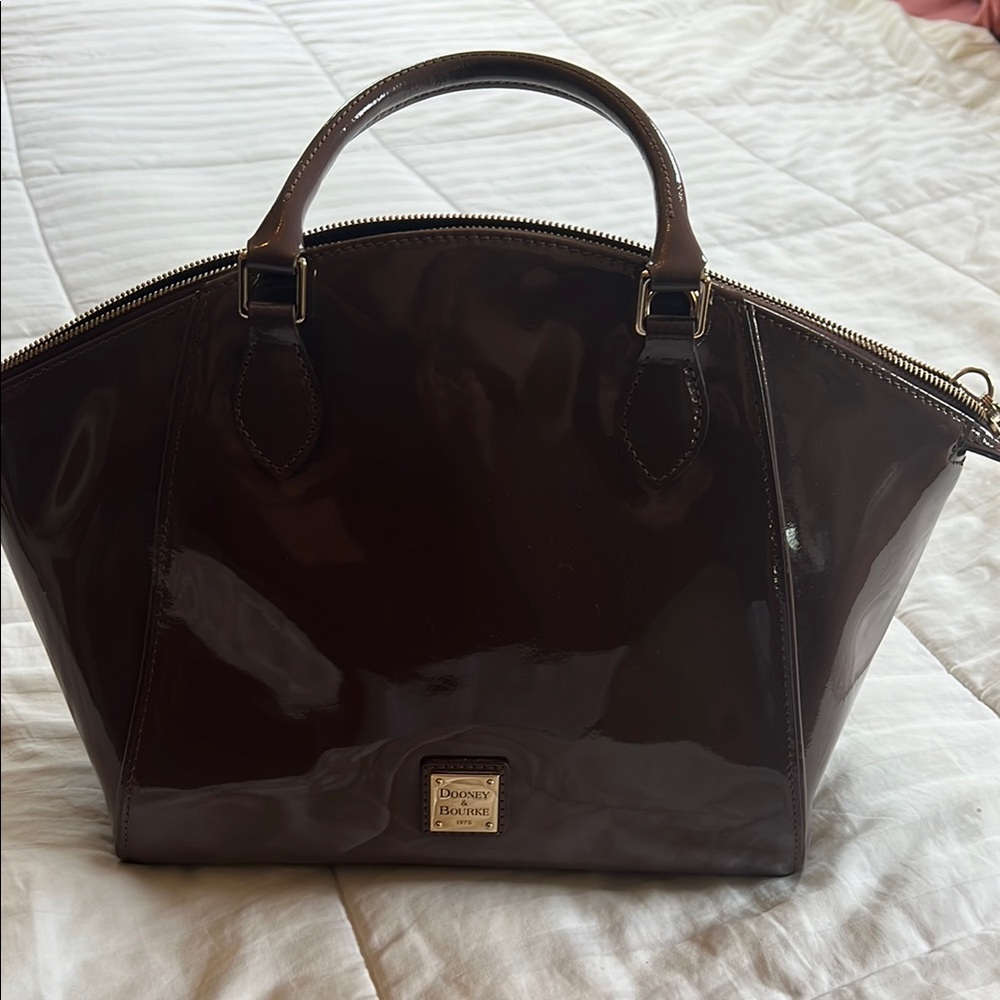 Dooney & Bourke Brown Patent Leather Satchel